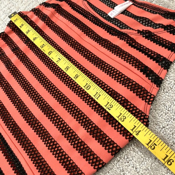 Tank Stripe Bodycon Fishnet Dress Sz X Small Coral Black Lined Indie Fes… - Picture 5 of 8